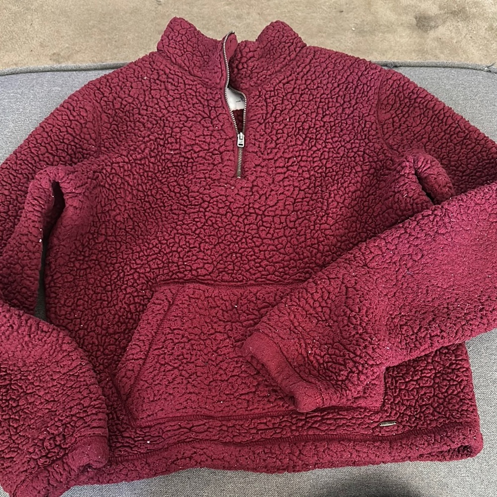 Hollister Burgundy Sherpa Sweatshirt